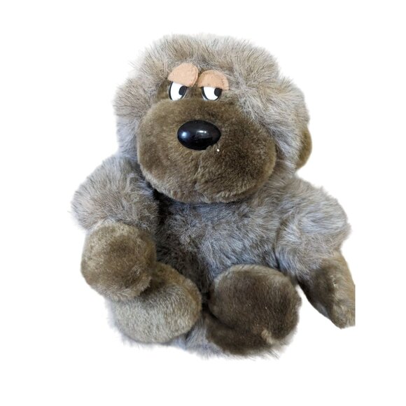 Vintage Cuddle Wit Plush Monkey Ape Baboon Bear Toy Gray HTF 11" W/ Orange Detai - Picture 1 of 9